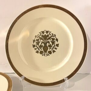 VTG Heirloom 3 Dinner Plates 10.5” - Taylor, Smith & Taylor, 22K Gold, USA